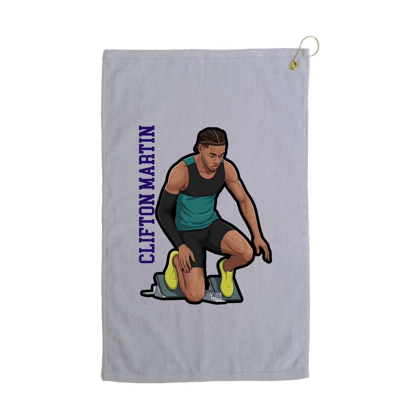 Golf Towel — Name Vertical in Grey