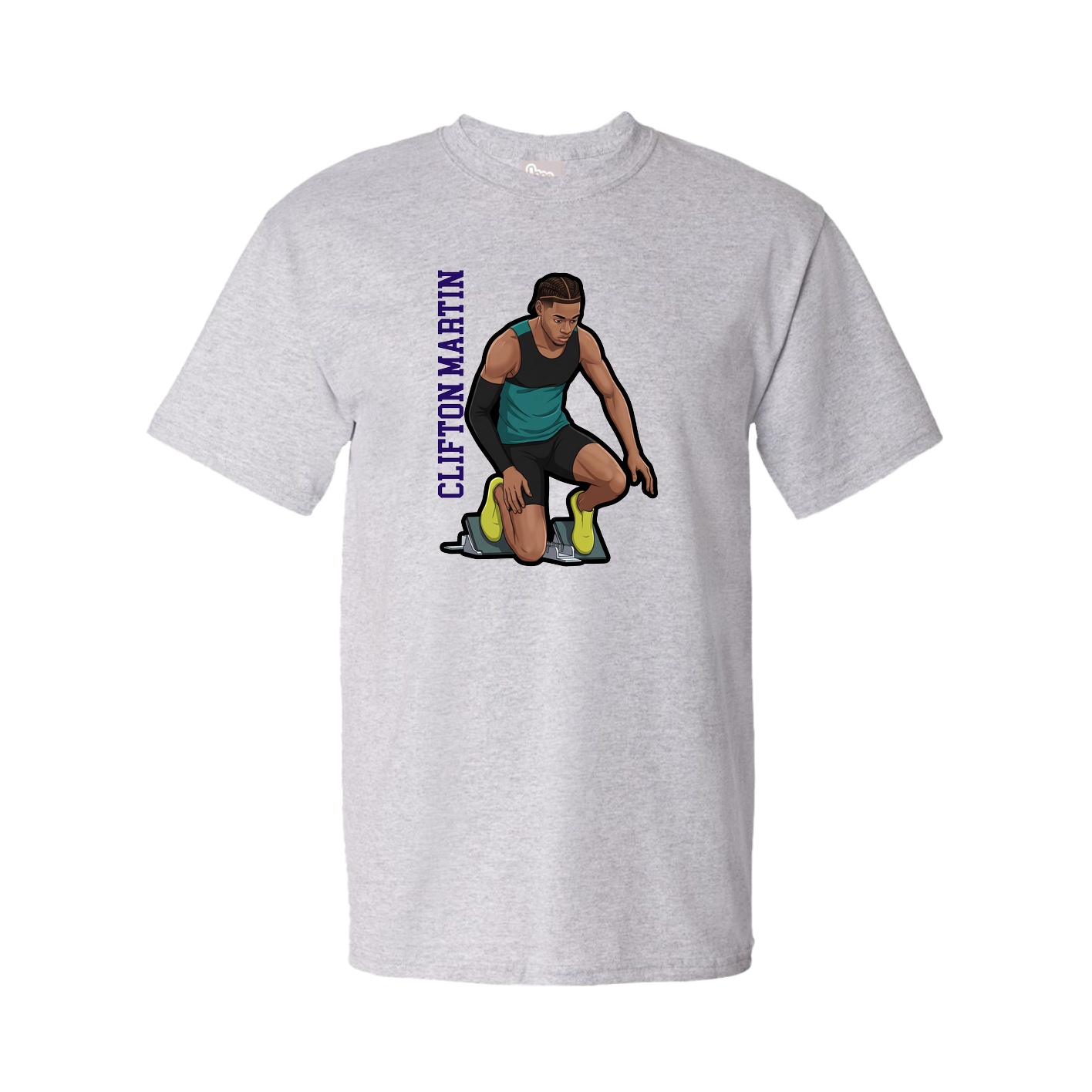 Tee — Name Vertical in Grey