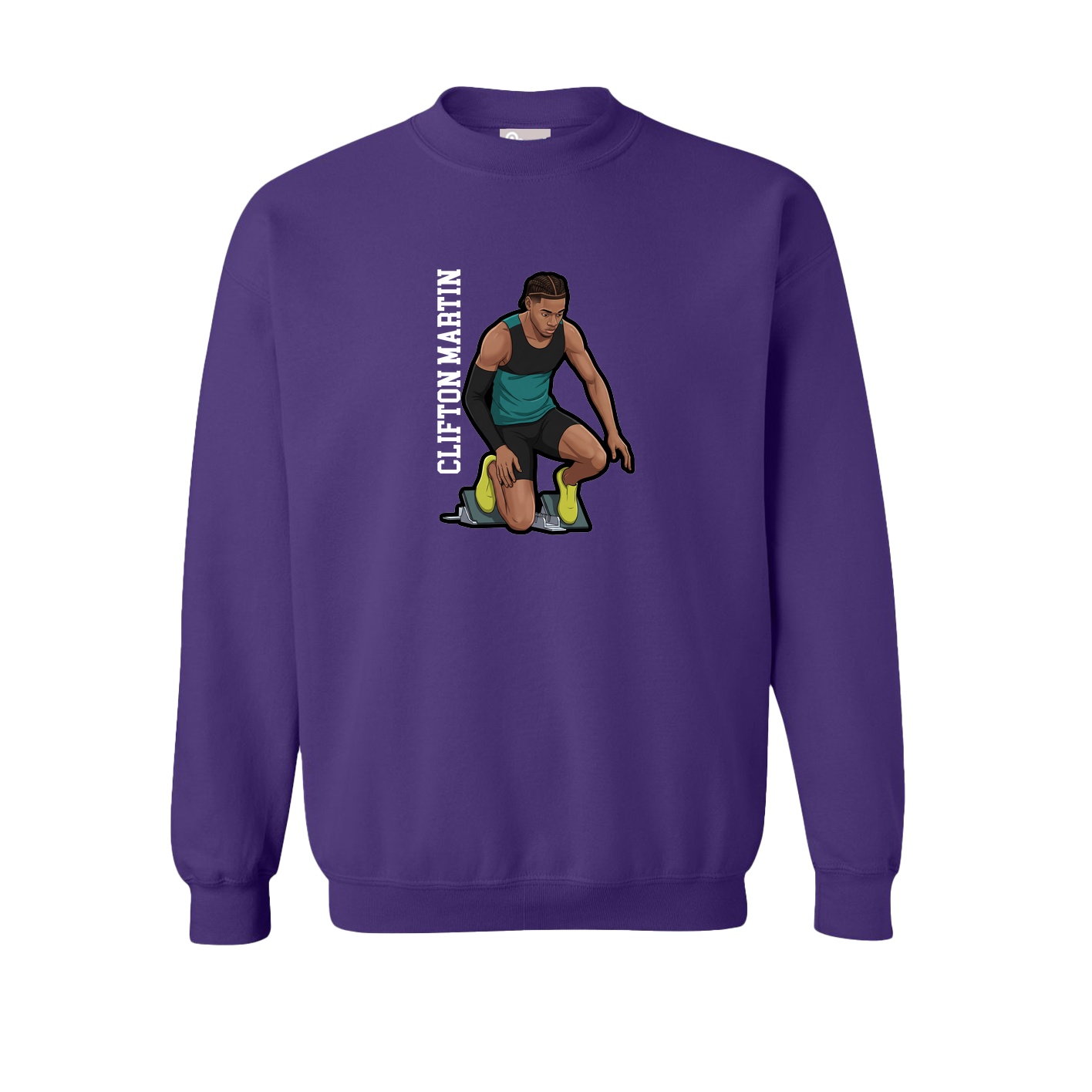 Fleece Crew — Name Vertical in Purple