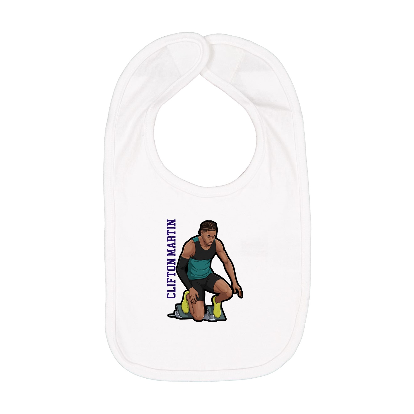 Infant Bib — Name Vertical in White