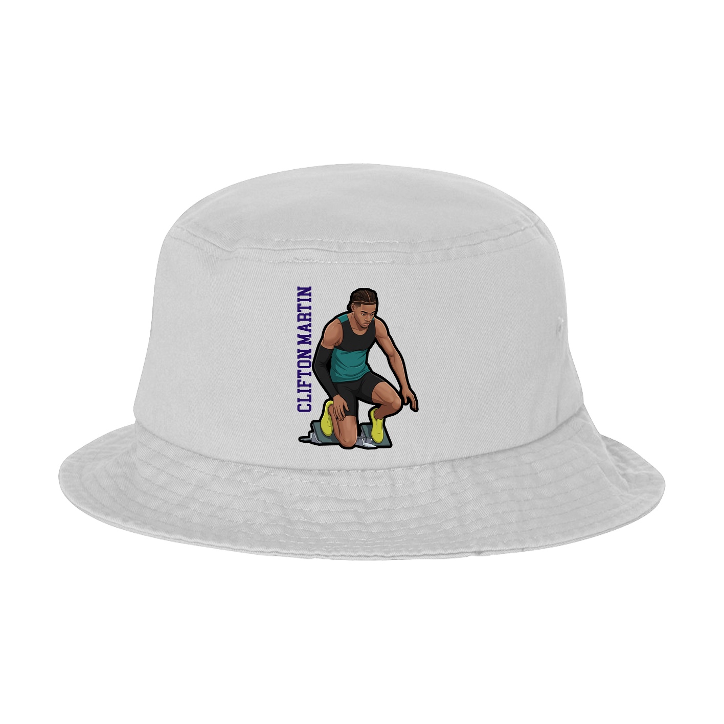 Bucket Cap — Name Vertical in White