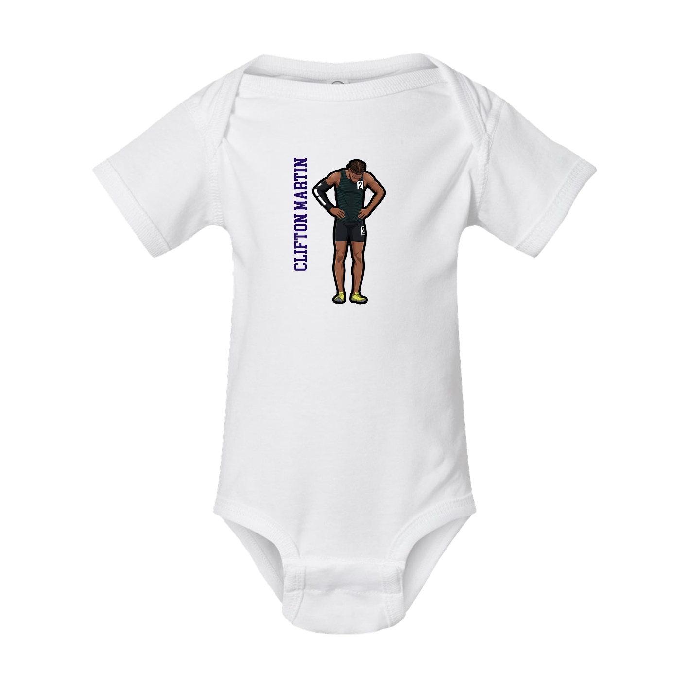 Baby Onesie — Name Vertical in White