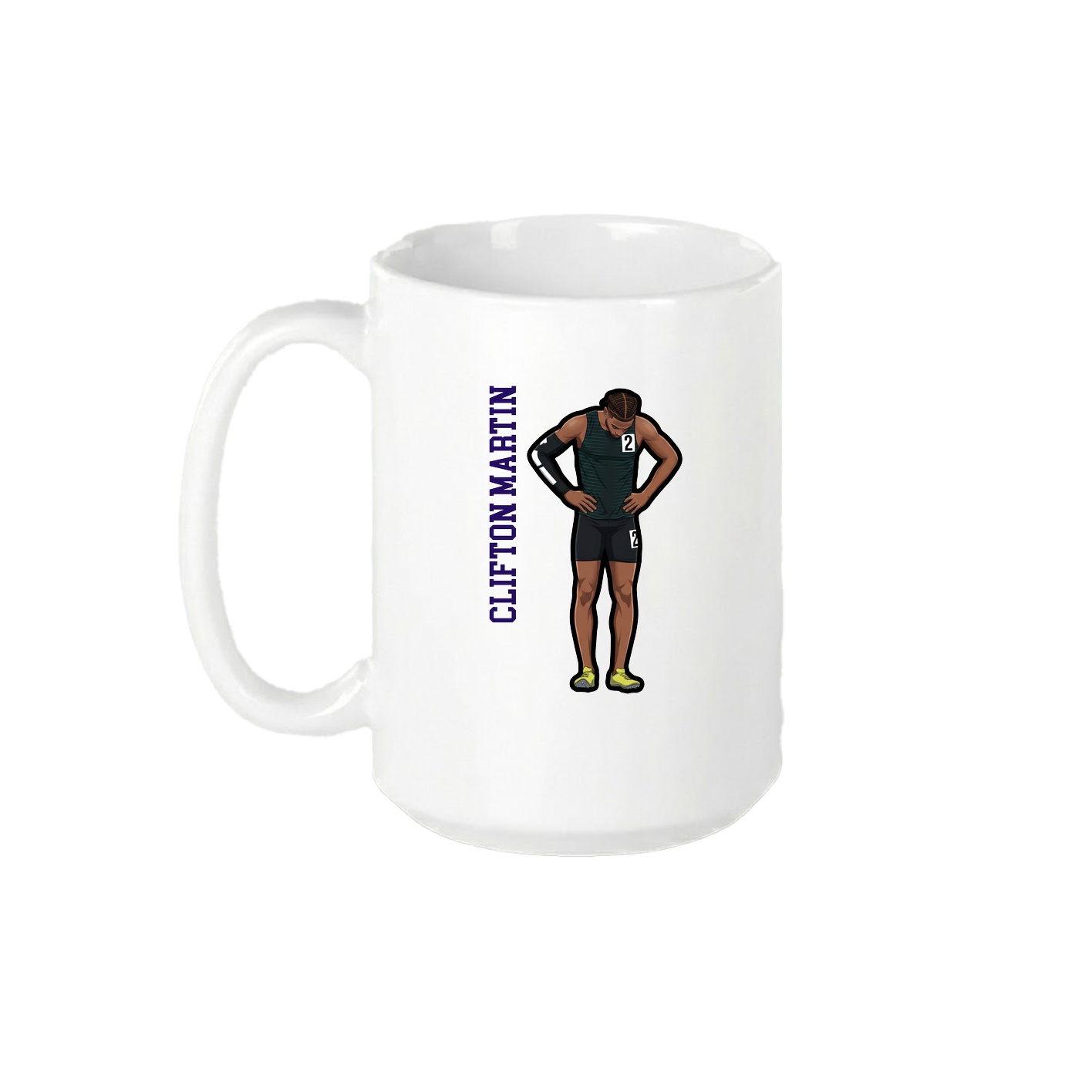 15oz Coffee Mug — Name Vertical in White