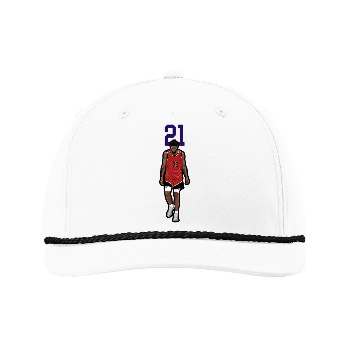Five-Panel Classic Rope Cap — Number Top in White