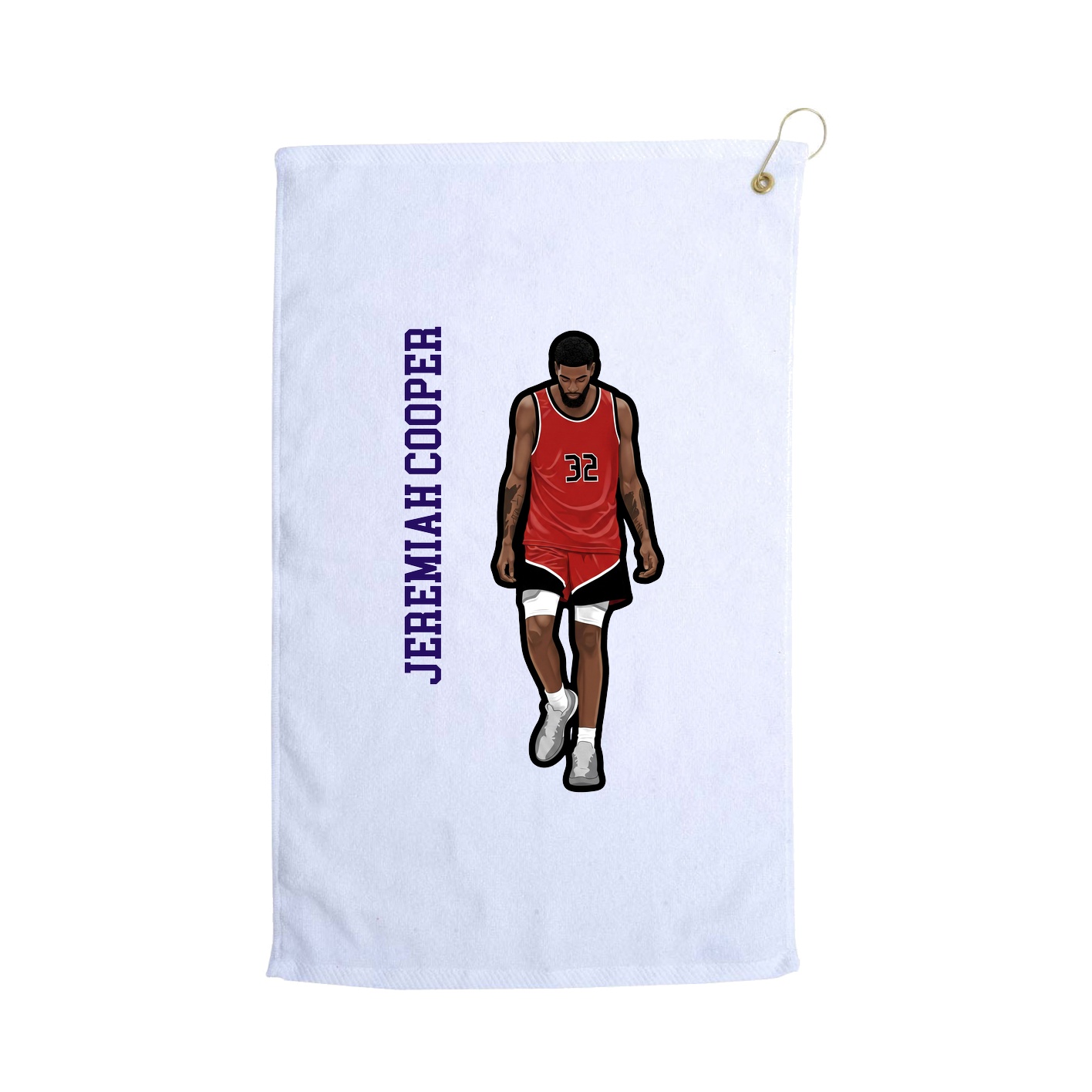 Golf Towel — Name Vertical in White