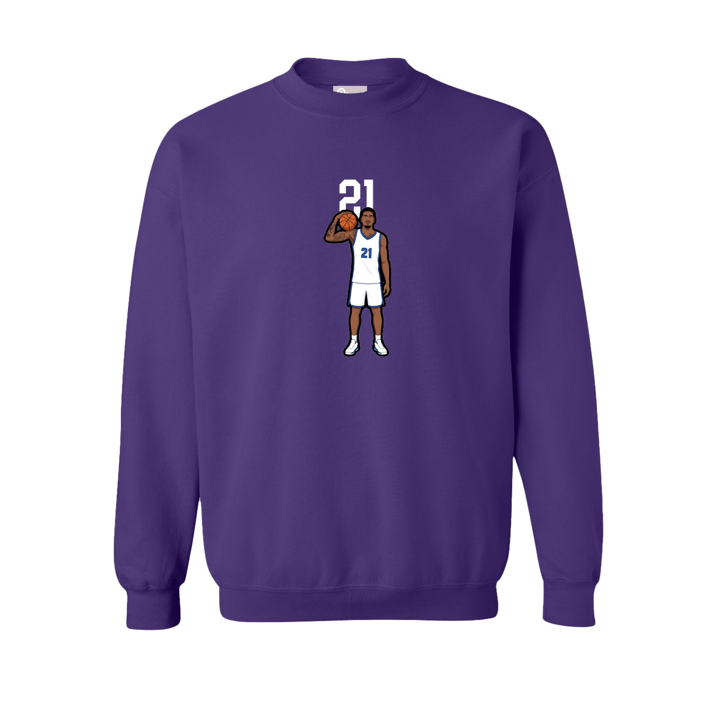 Fleece Crew — Number Top in Purple