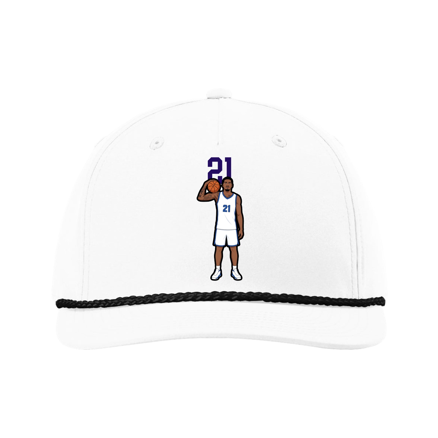 Five-Panel Classic Rope Cap — Number Top in White
