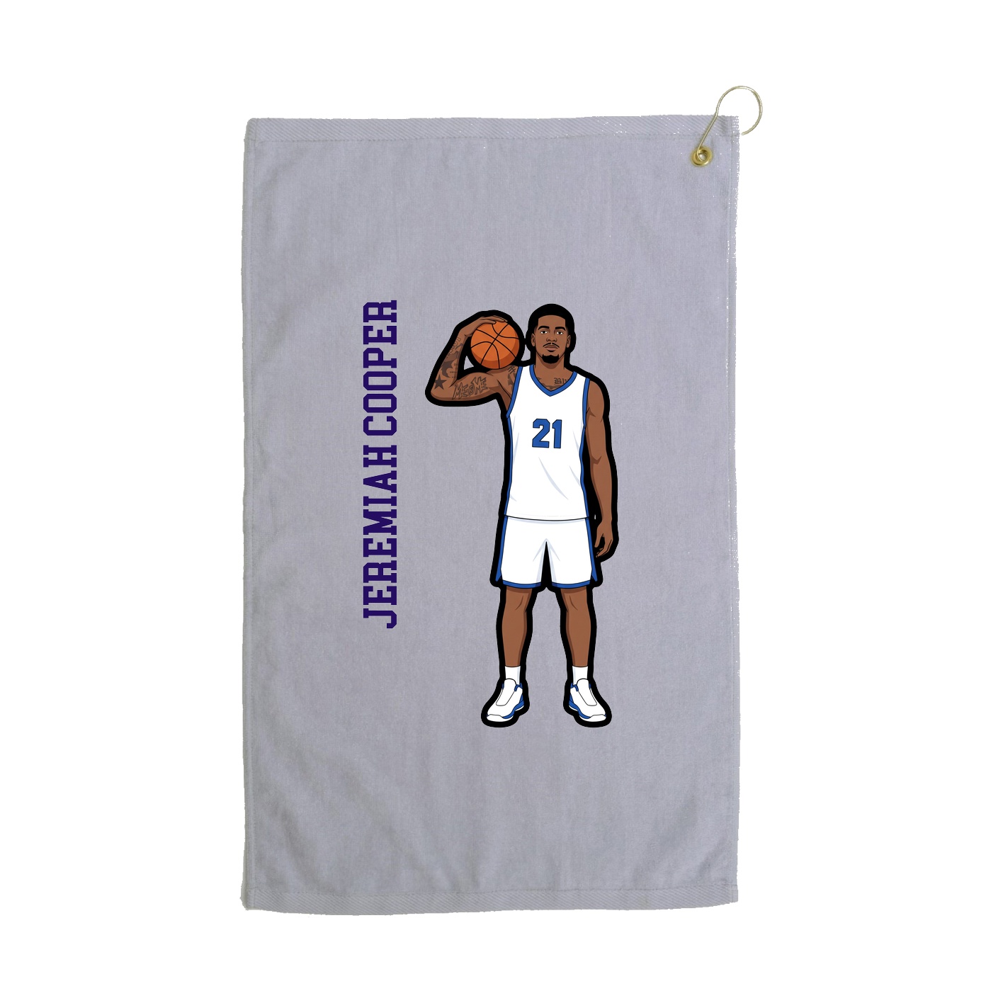 Golf Towel — Name Vertical in Grey