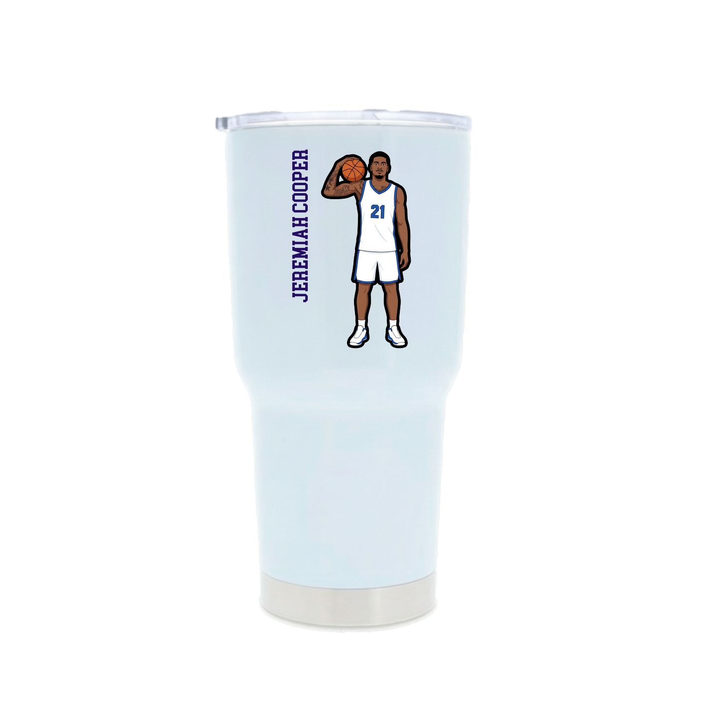 30oz Stainless Steel Tumbler — Name Vertical in White