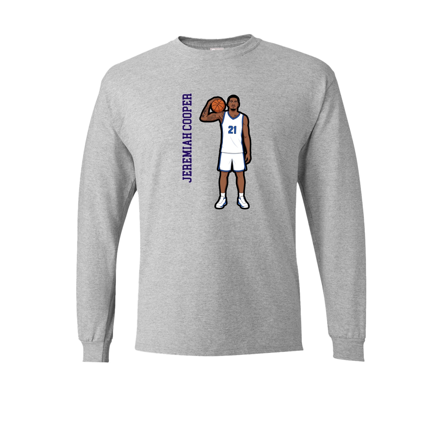 Long Sleeve Tee — Name Vertical in Grey