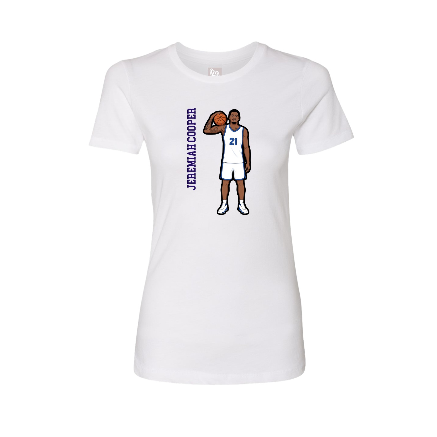 Fitted Women's Tee — Name Vertical in White