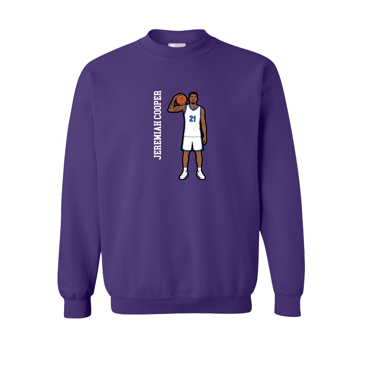 Fleece Crew — Name Vertical in Purple