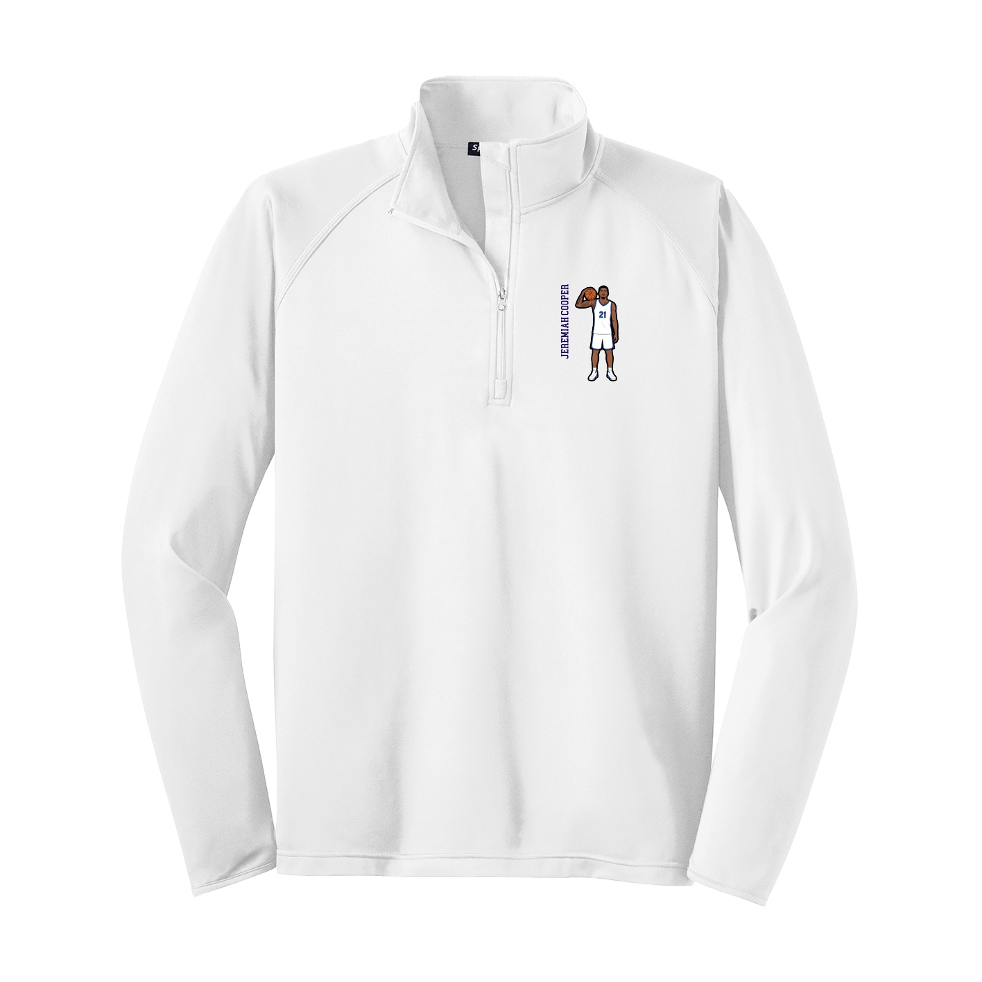 Q-Zip Pullover — Name Vertical in White