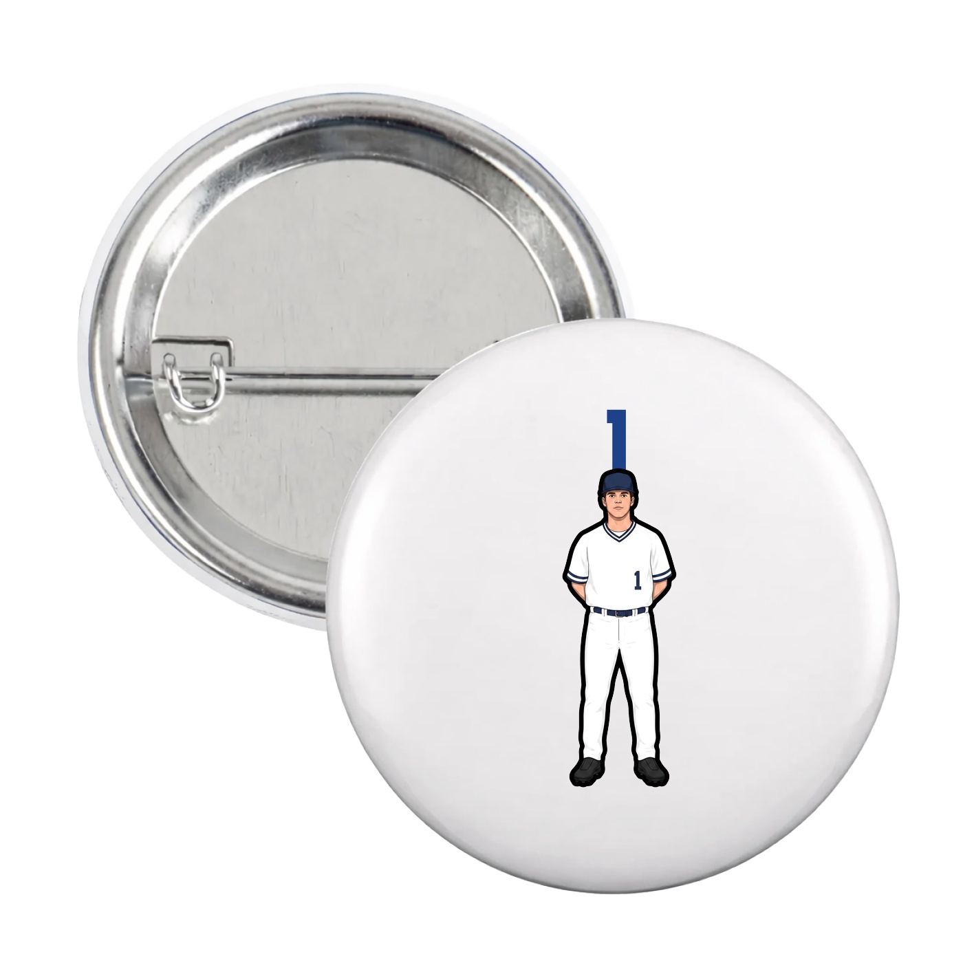 Game Day Button — Number Top in White