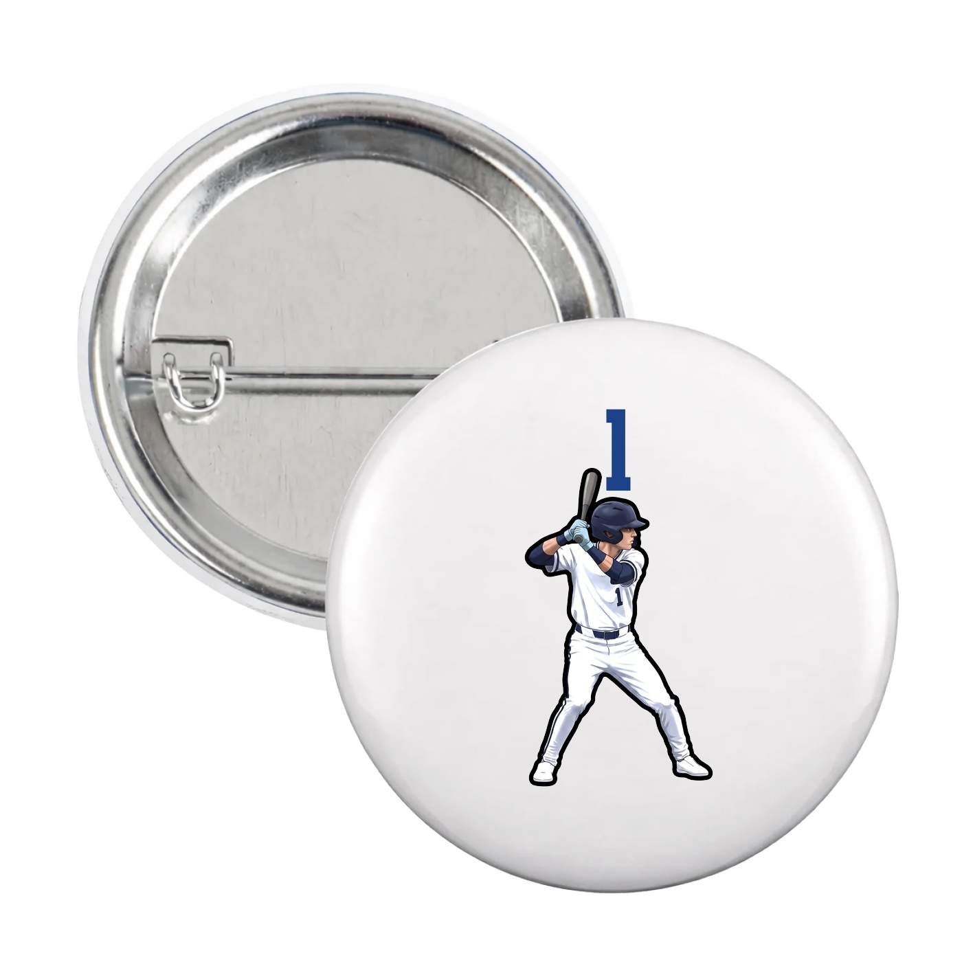 Game Day Button — Number Top in White