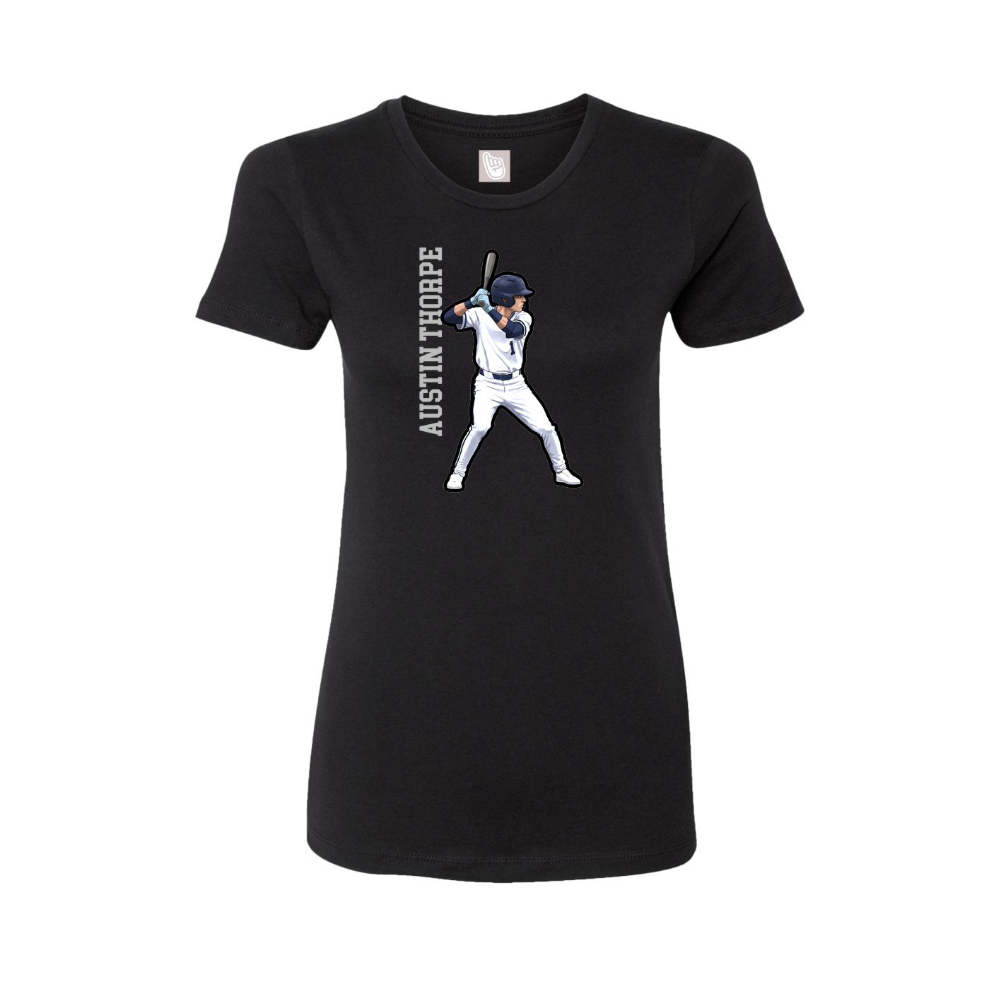 Womens Tee — Name Vertical in Black