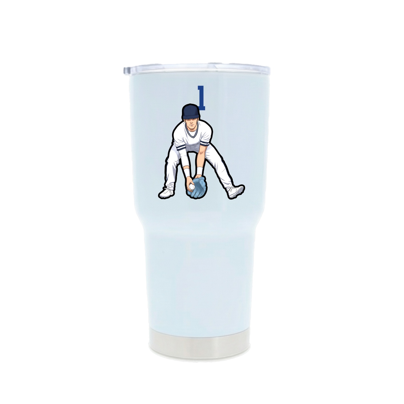 30oz Stainless Steel Tumbler — Number Top in White
