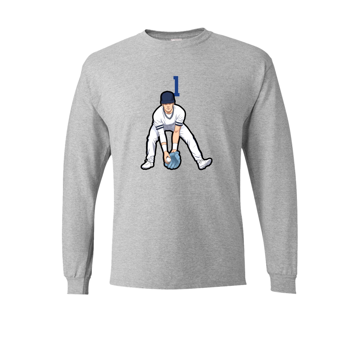 Long Sleeve Tee — Number Top in Grey