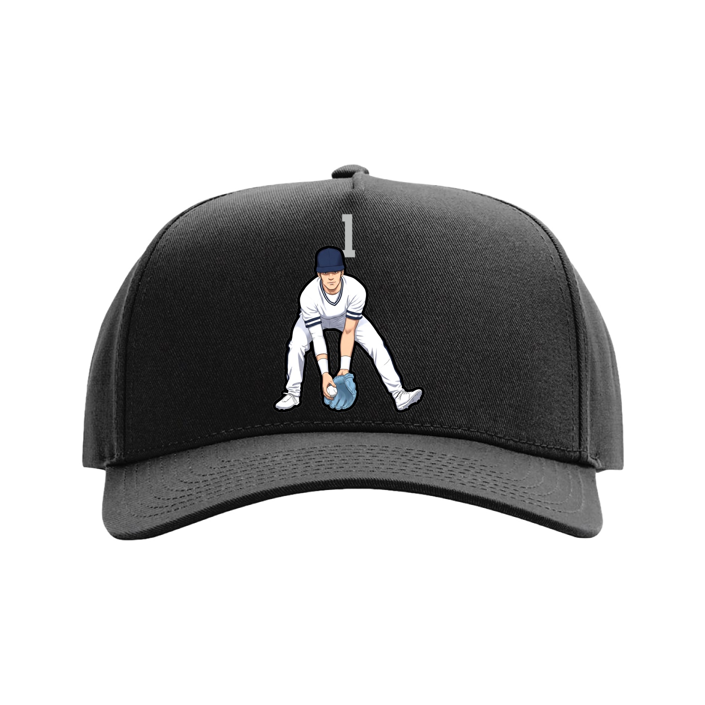 Full Fabric Five-Panel Champ Cap — Number Top in Black