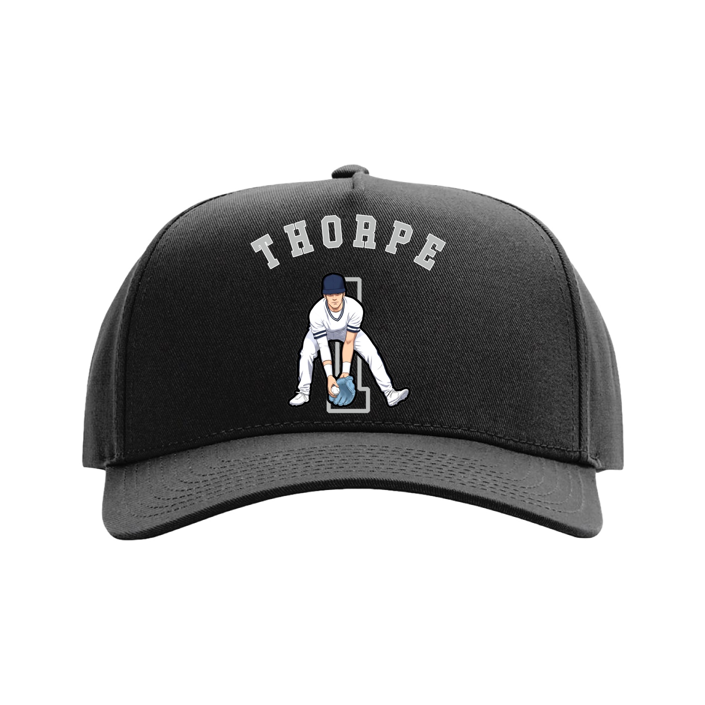Full Fabric Five-Panel Champ Cap — Shirsey Arch in Black