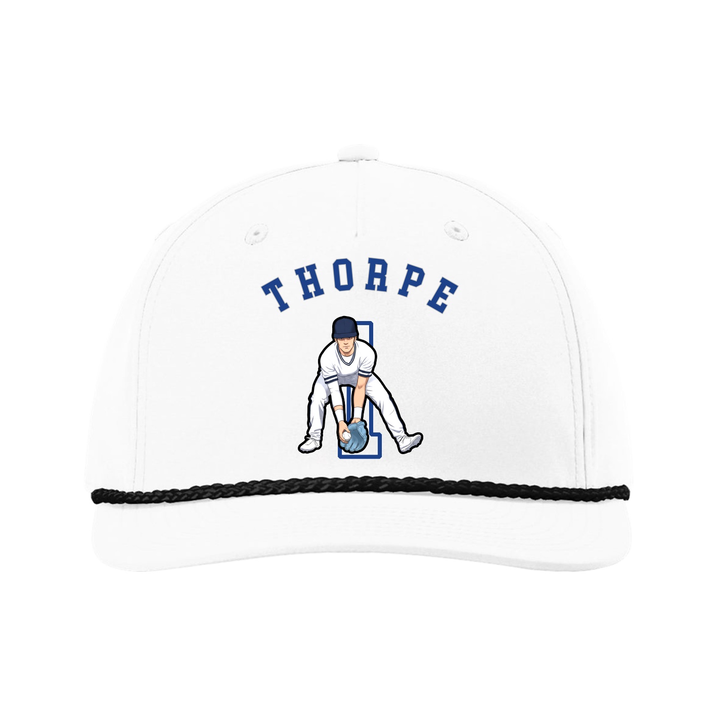 Five-Panel Classic Rope Cap — Shirsey Arch in White