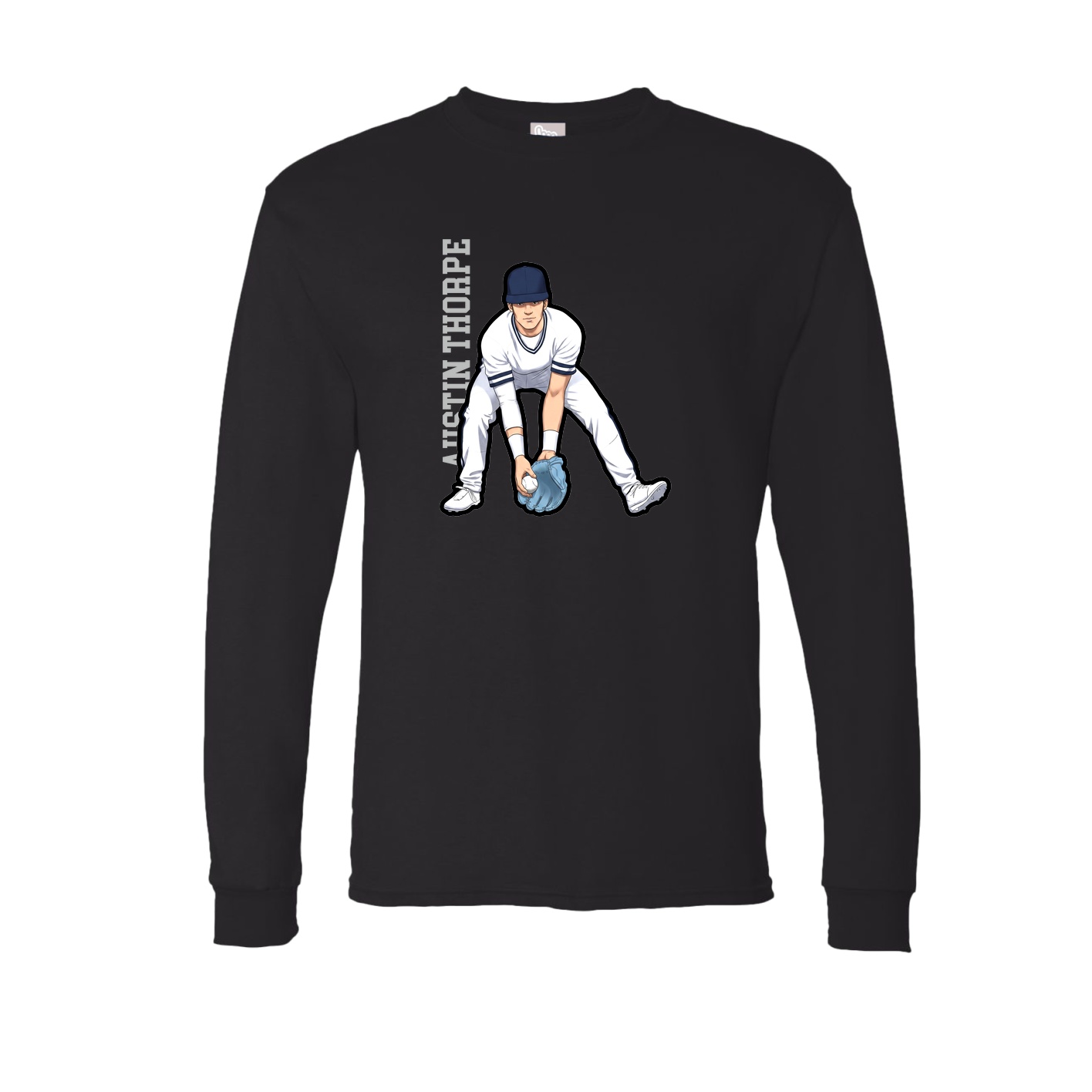 Long Sleeve Tee — Name Vertical in Black