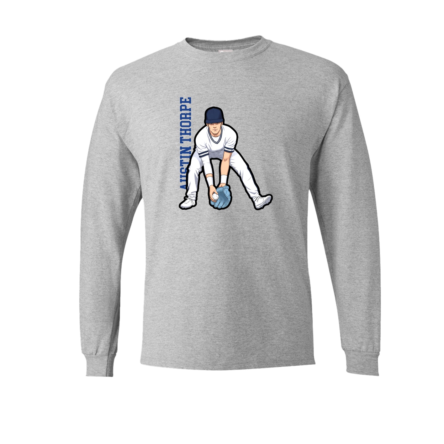 Long Sleeve Tee — Name Vertical in Grey