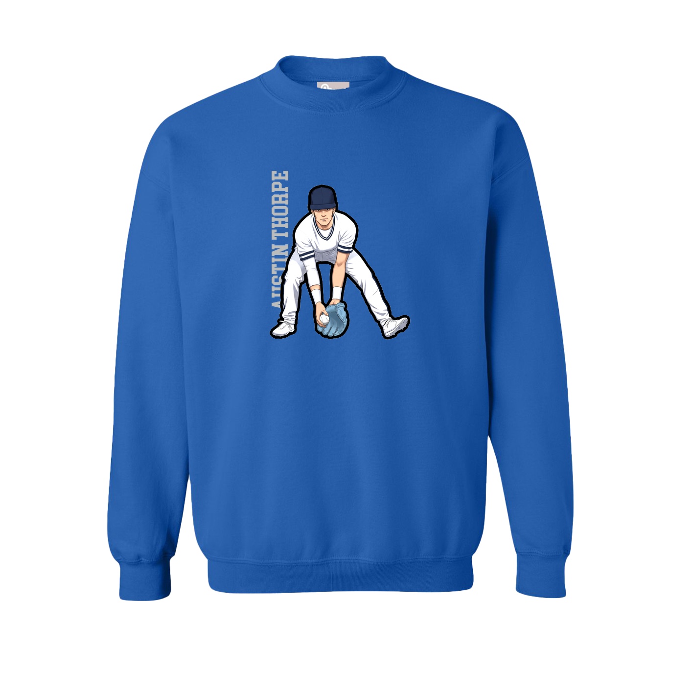 Fleece Crew — Name Vertical in Royal