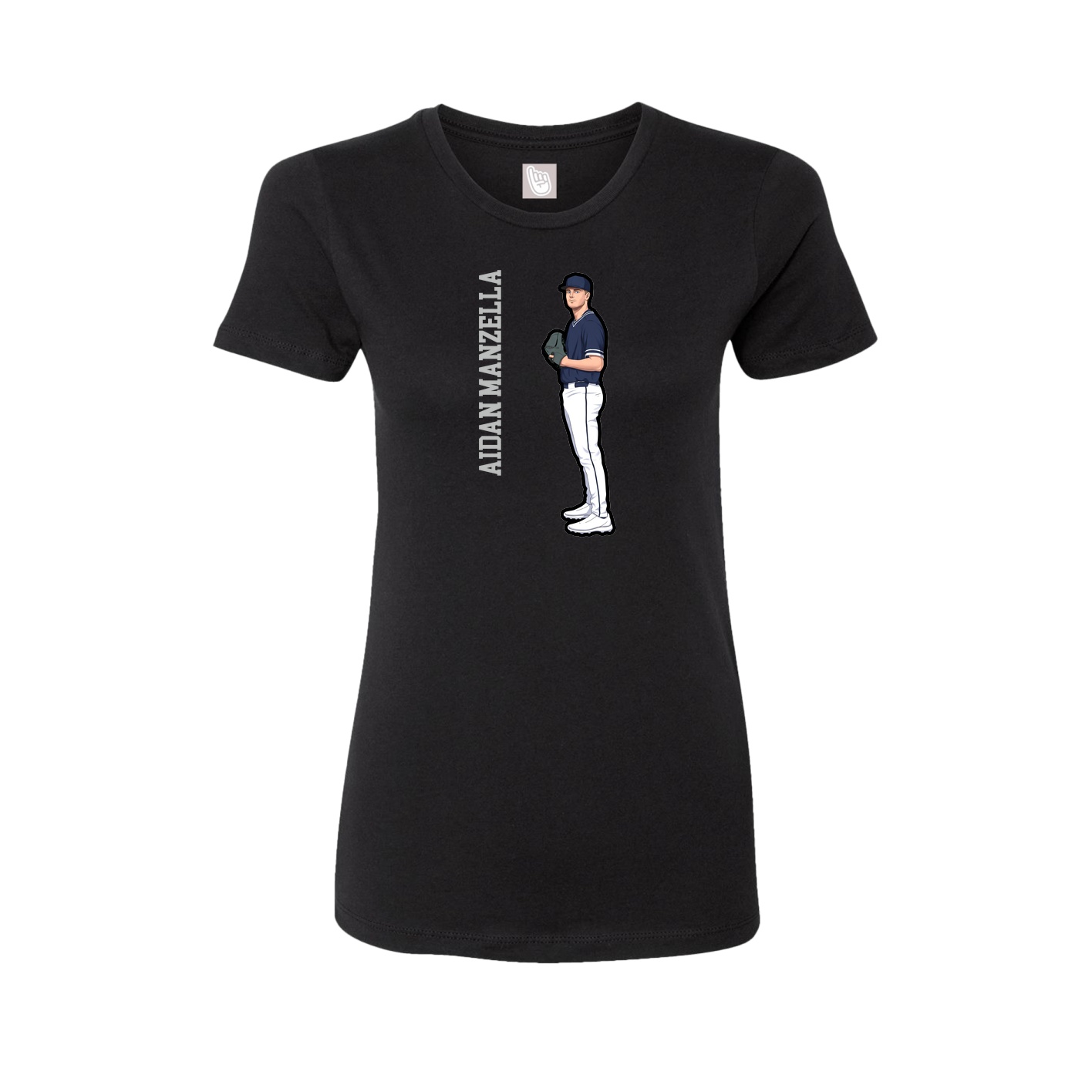 Fitted Women's Tee — Name Vertical in Black