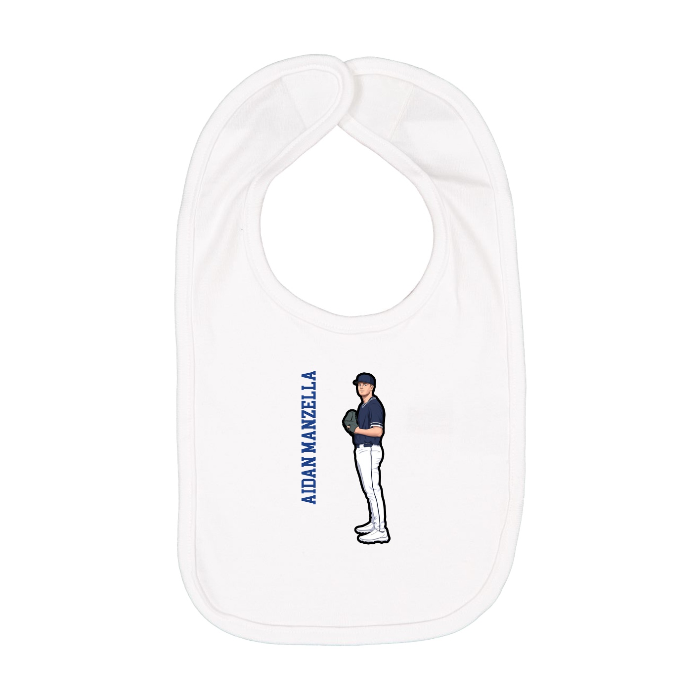Infant Bib — Name Vertical in White