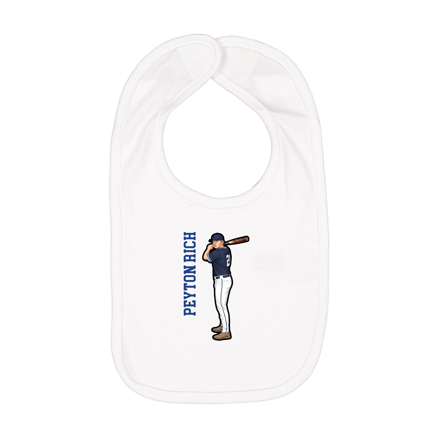 Infant Bib — Name Vertical in White