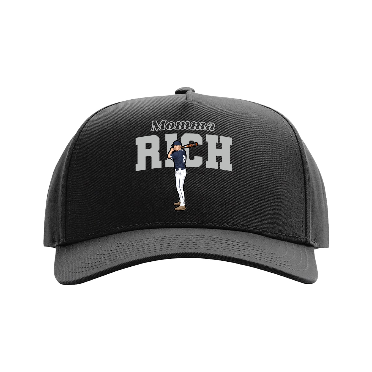 Full Fabric Five-Panel Champ Cap — Mothers Day Block in Black