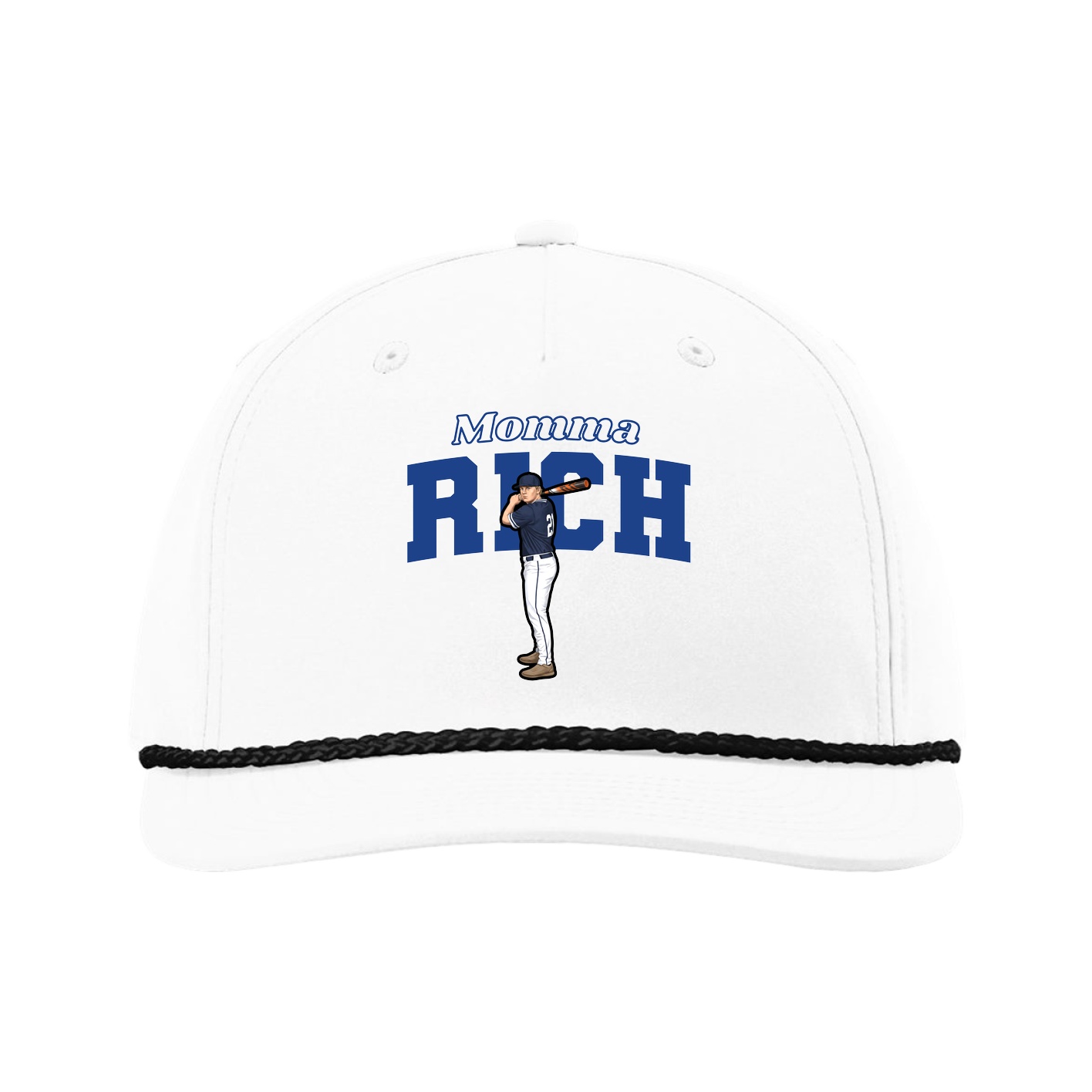Five-Panel Classic Rope Cap — Mothers Day Block in White