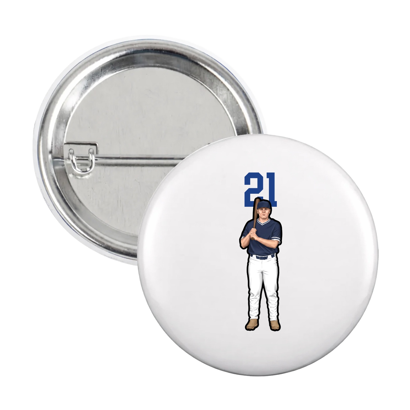 Game Day Button — Number Top in White