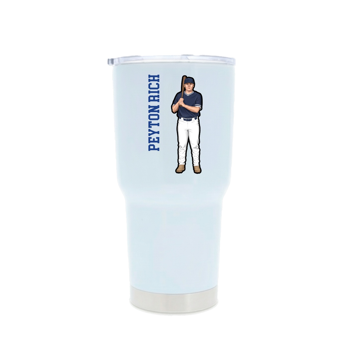 30oz Stainless Steel Tumbler — Name Vertical in White