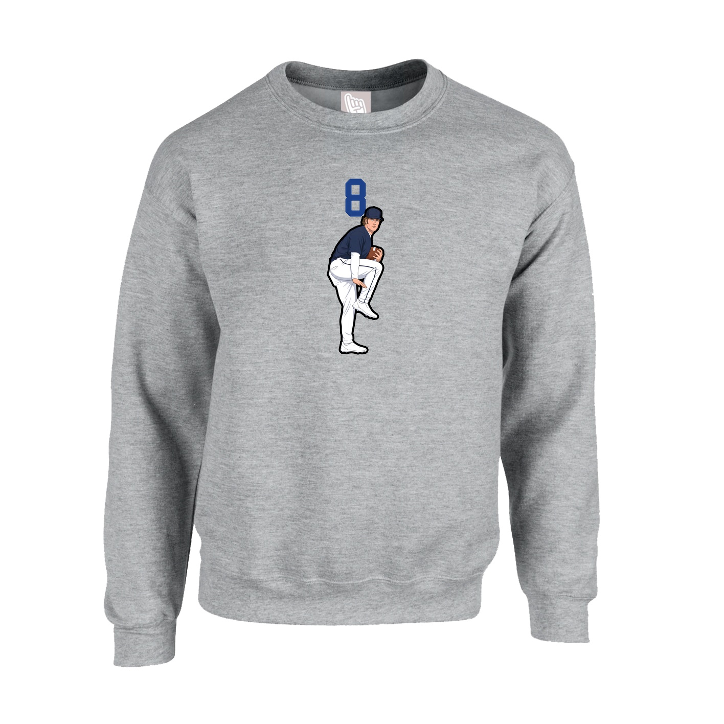 Fleece Crew — Number Top in Grey