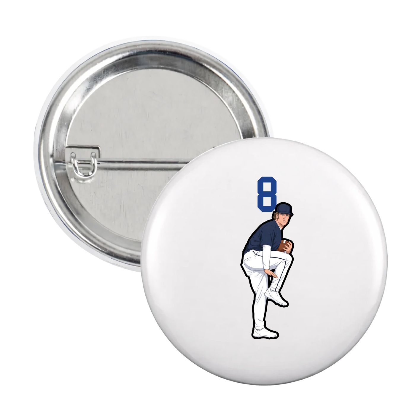 Game Day Button — Number Top in White