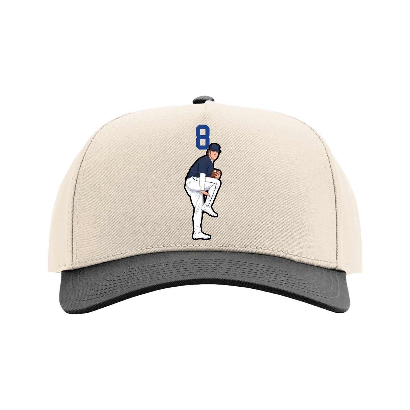 Full Fabric Five-Panel Champ Cap — Number Top in Cream/Black