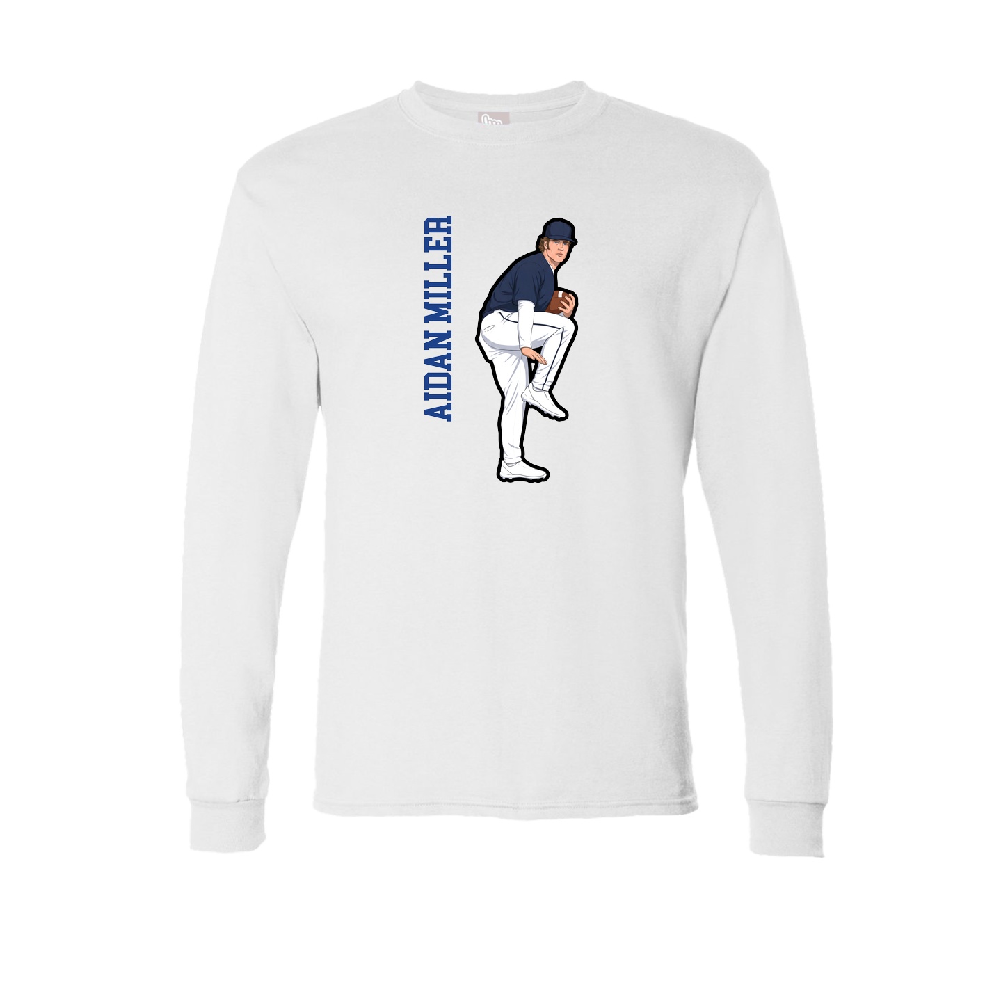 Long Sleeve Tee — Name Vertical in White