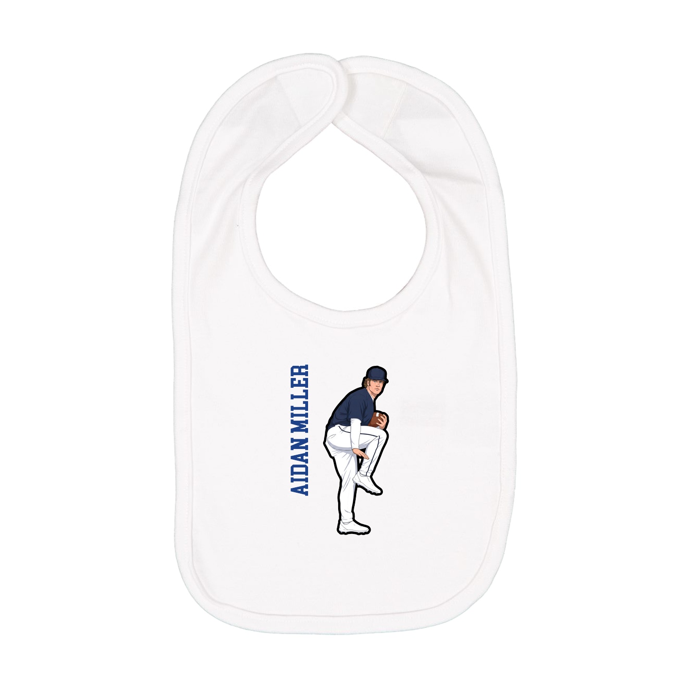Infant Bib — Name Vertical in White