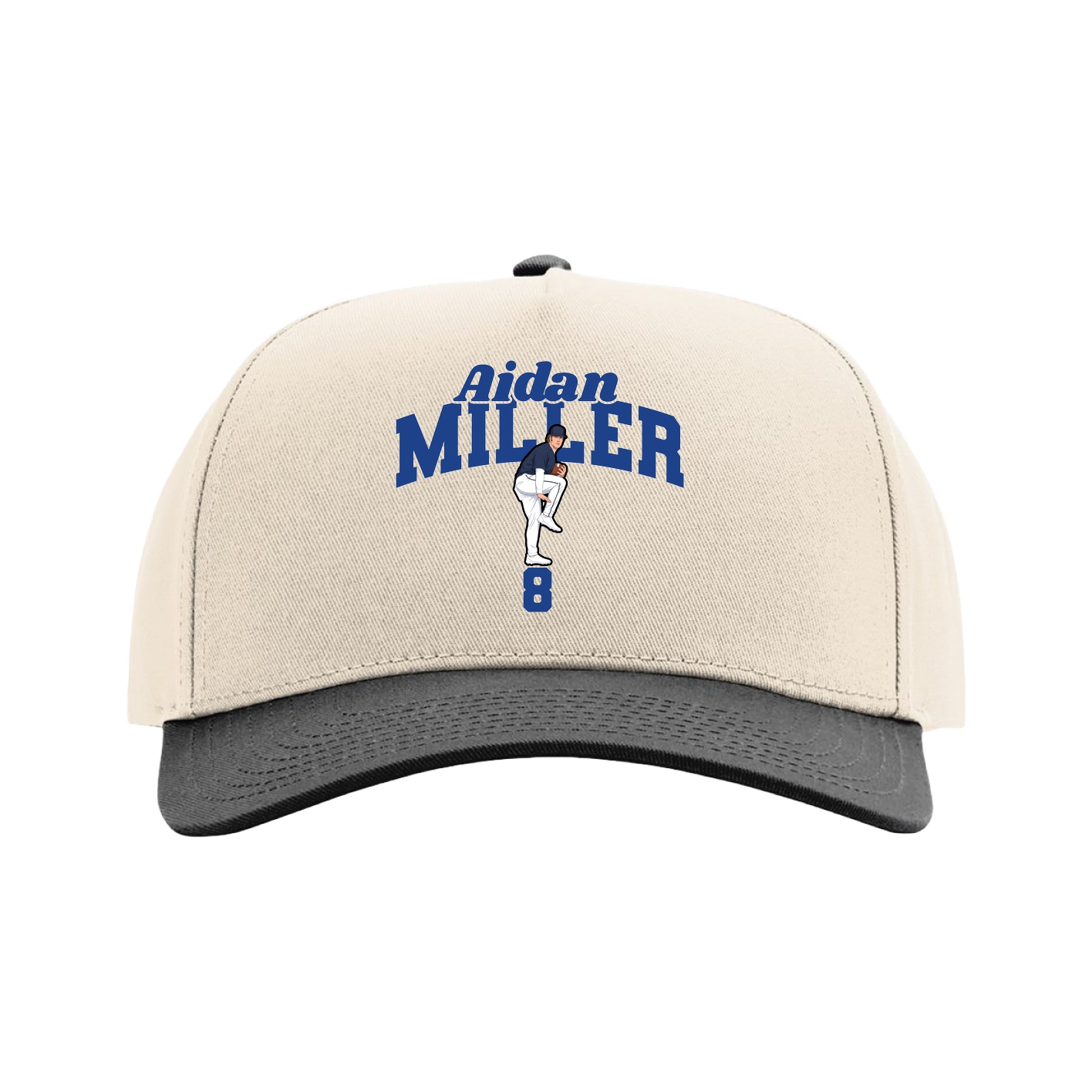 Full Fabric Five-Panel Champ Cap — Signature Arch in Cream/Black