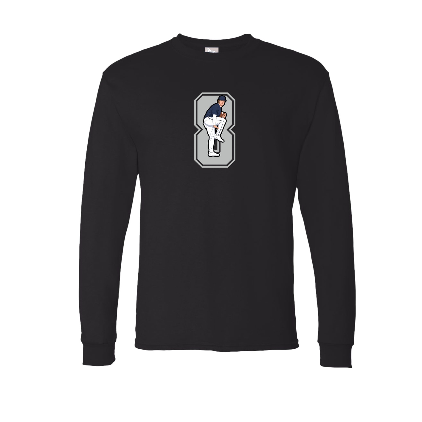 Long Sleeve Tee — Number in Black