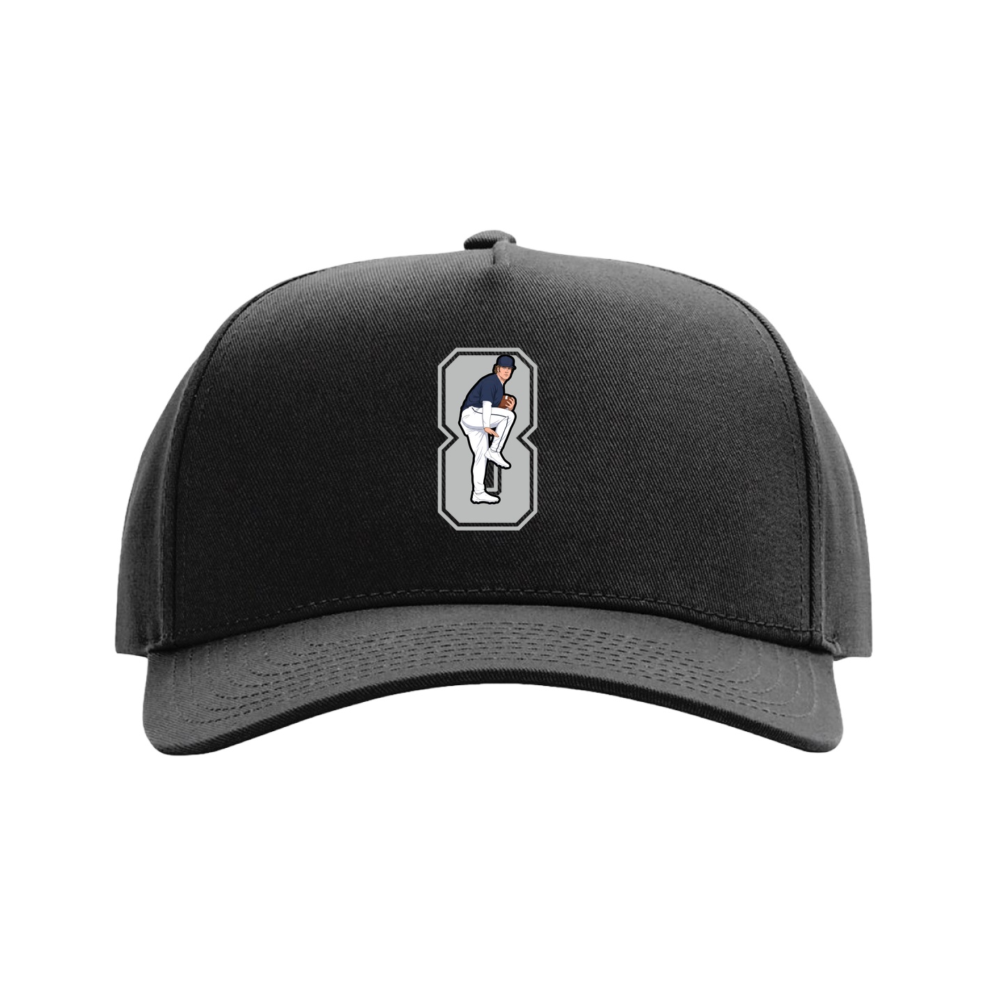 Full Fabric Five-Panel Champ Cap — Number in Black