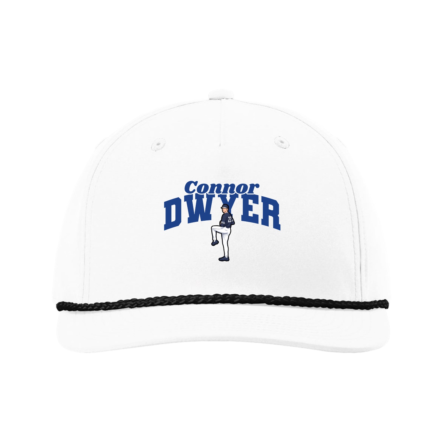 Five-Panel Classic Rope Cap — Signature Arch in White