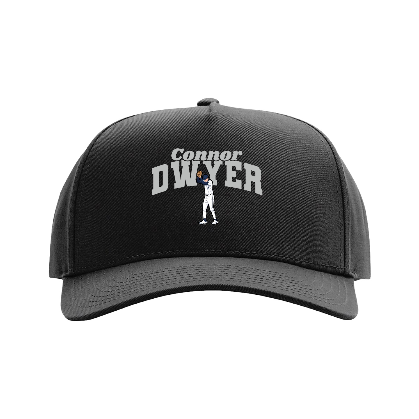Full Fabric Five-Panel Champ Cap — Signature Arch in Black