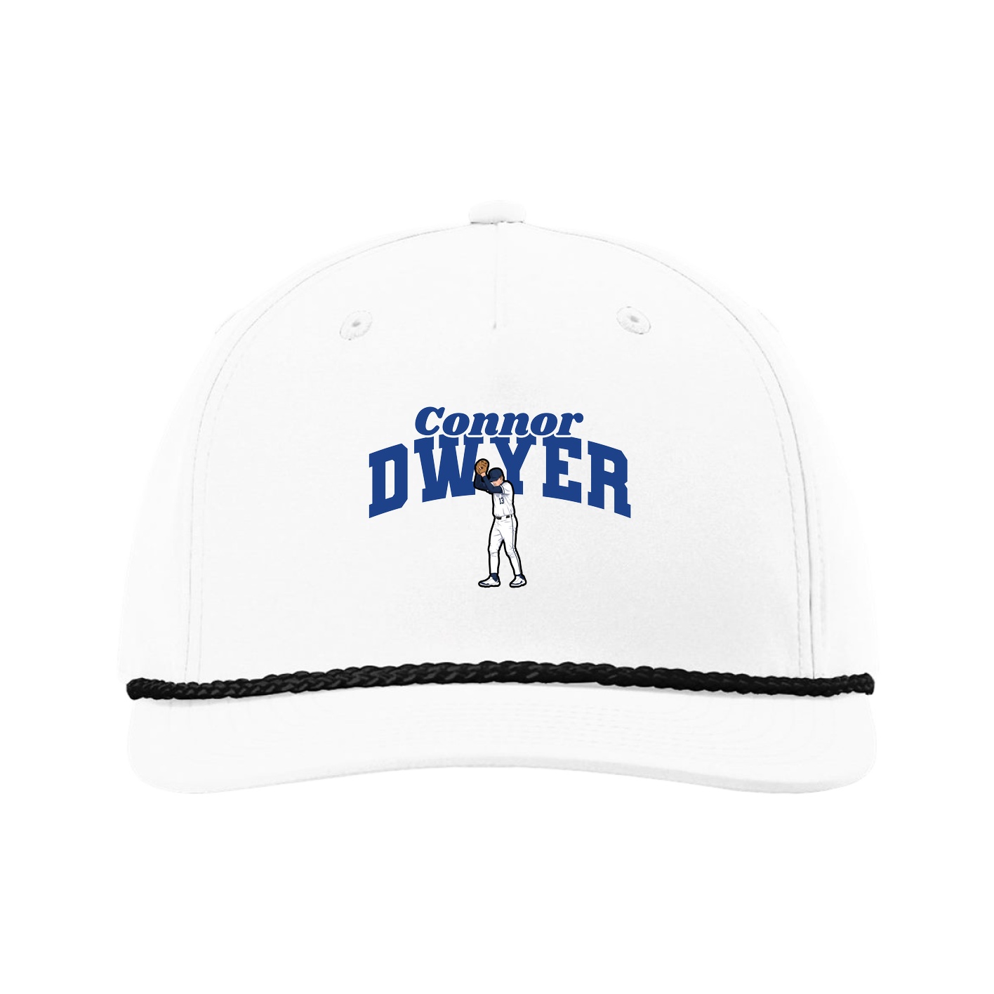 Five-Panel Classic Rope Cap — Signature Arch in White