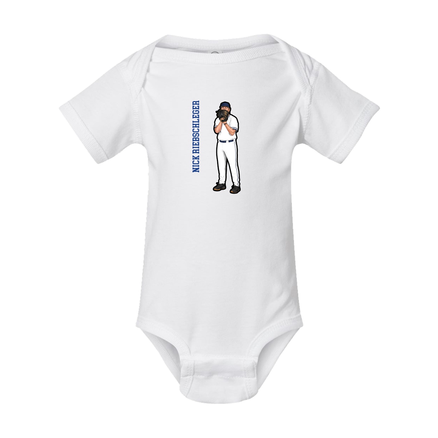 Baby Onesie — Name Vertical in White