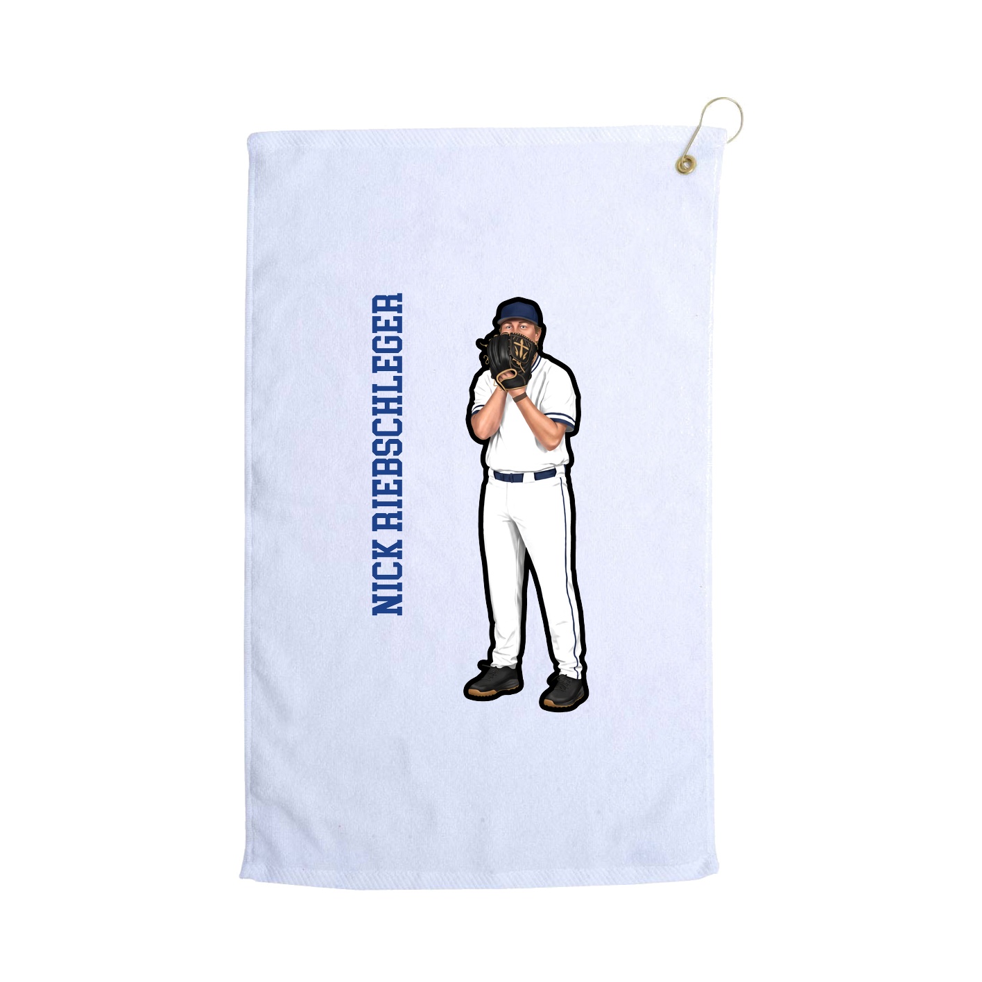 Golf Towel — Name Vertical in White
