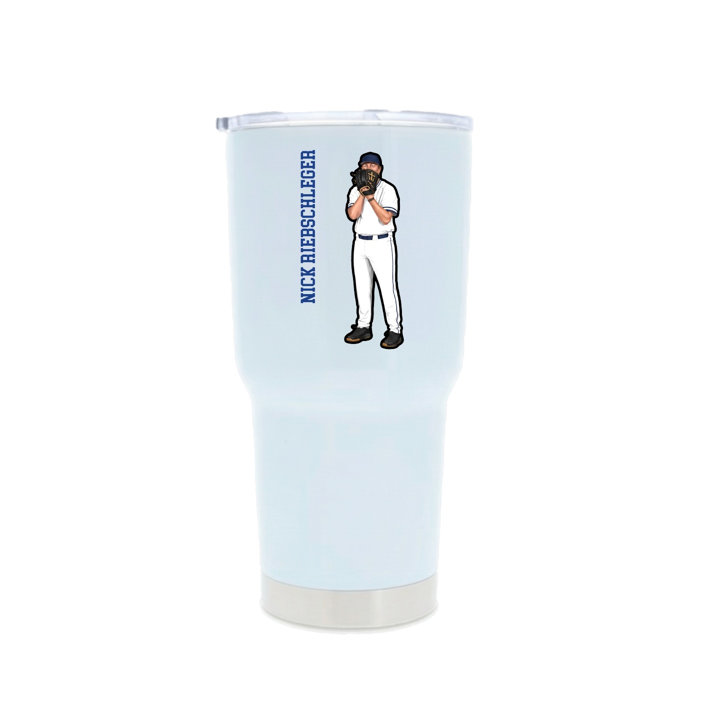 30oz Stainless Steel Tumbler — Name Vertical in White
