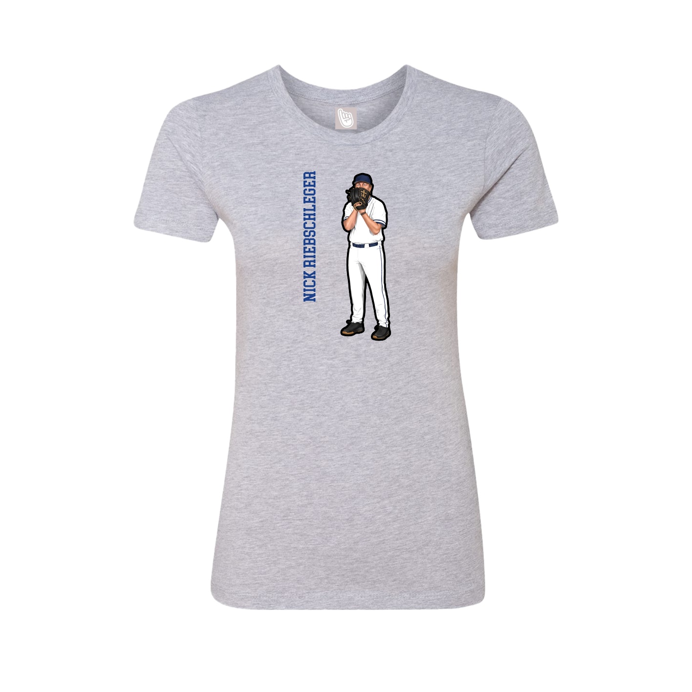 Fitted Women's Tee — Name Vertical in Grey